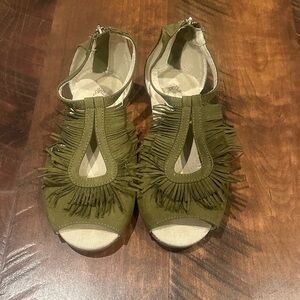 Joyfolie Olive Fringe Kids Sandals